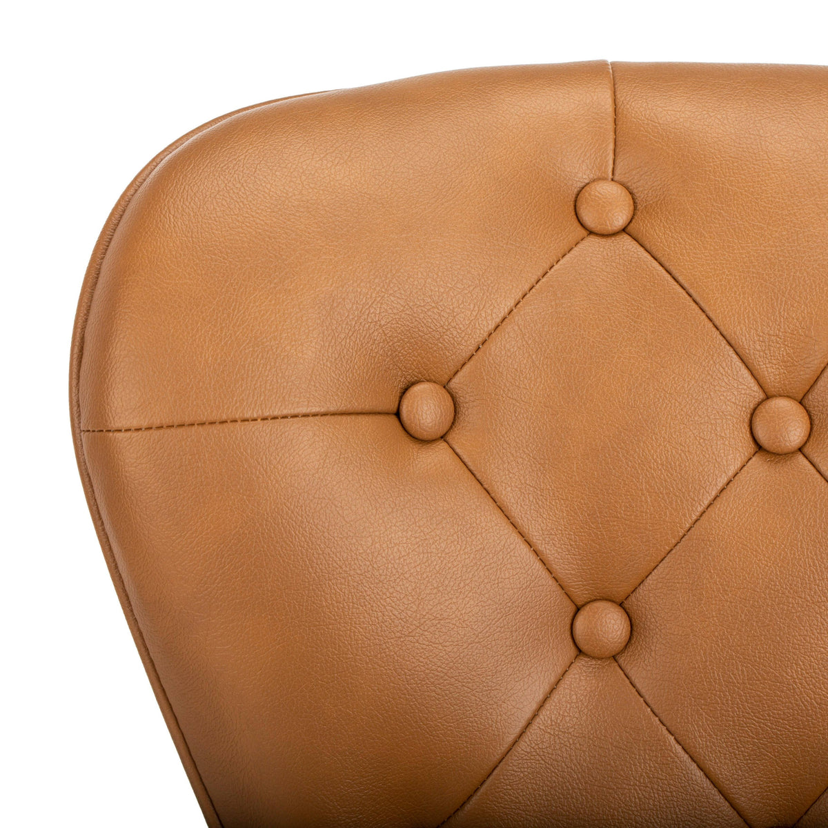 Camel Leather Tufted Swivel Counter Stool Set of 2 B462