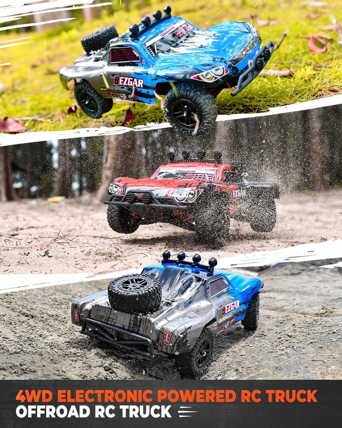 Remote Control Truck 4WD Electric Toy Off Road RC Monster Vehicle Car Crawler with 2 Rechargeable Batteries M89468