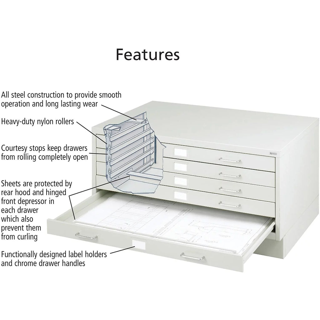 Light Gray 5 Drawer Metal Flat File Cabinet L51481