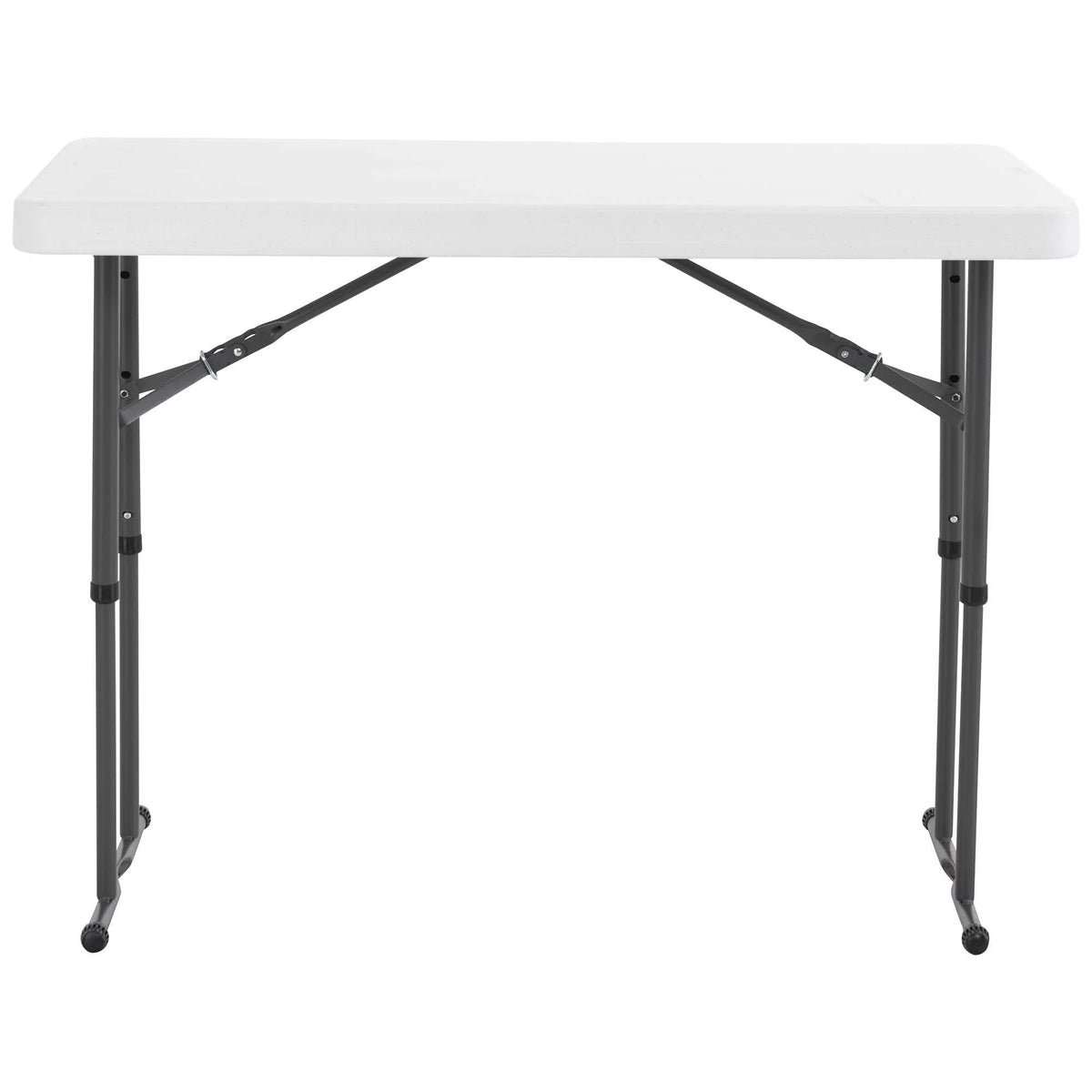 4 Foot Adjustable Folding Table White Granite Y275548
