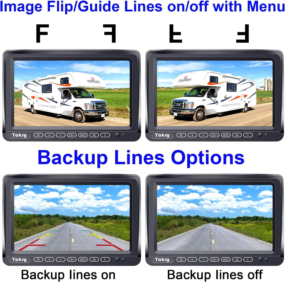 Wireless HD 1080P Backup Camera with 7 Inch Touch Key DVR Monitor F323