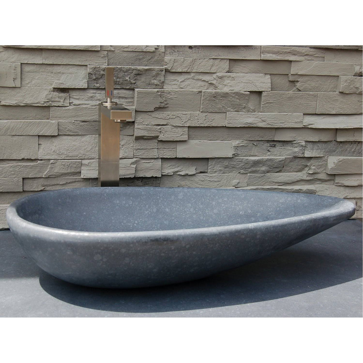 Honed Black Basalt Vessel Sink H225258