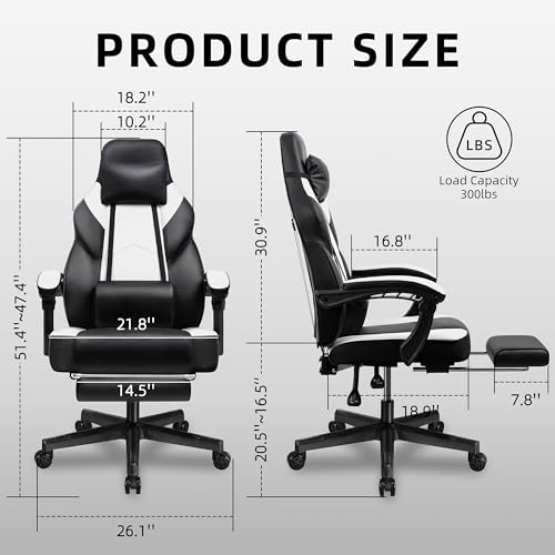 Grey Ergonomic Gaming Chair with Footrest and Massage Lumbar Support P77453