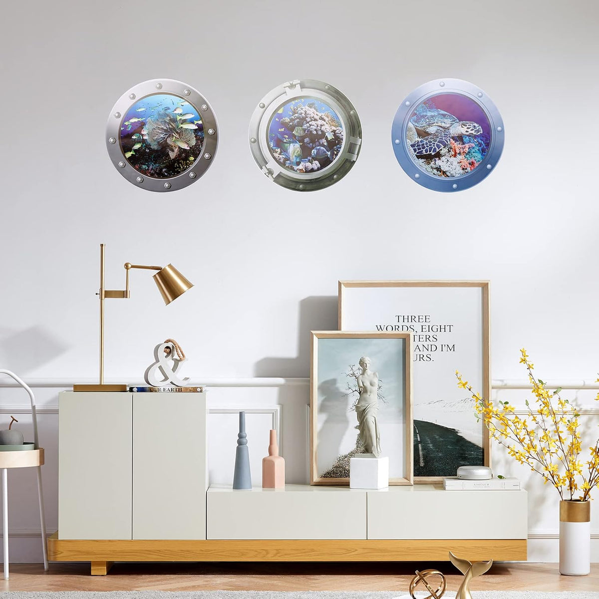 3 Pcs Peel and Stick Removable 3D Fish Sea Life Wall Sticker J751427