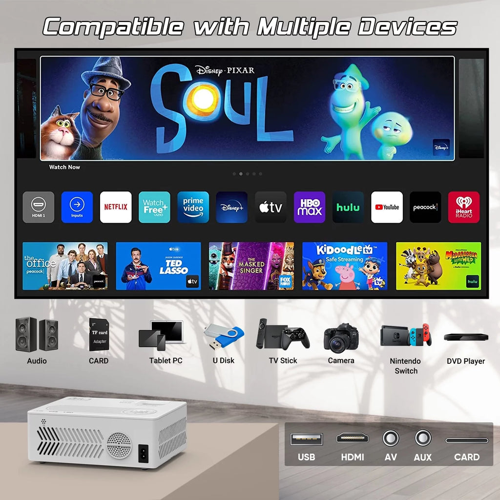 4K 1080P Wifi Bluetooth Projector with 100 Screen L46299