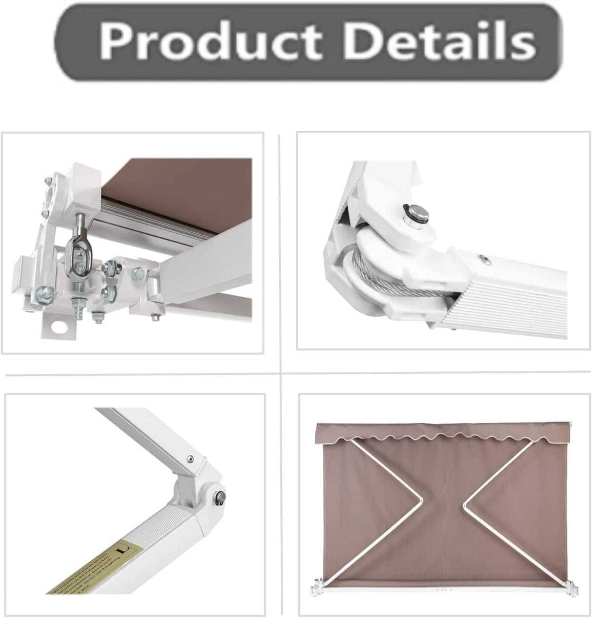 10' x 8.2' Manual Retractable Patio Awning with Aluminum Frame N63648
