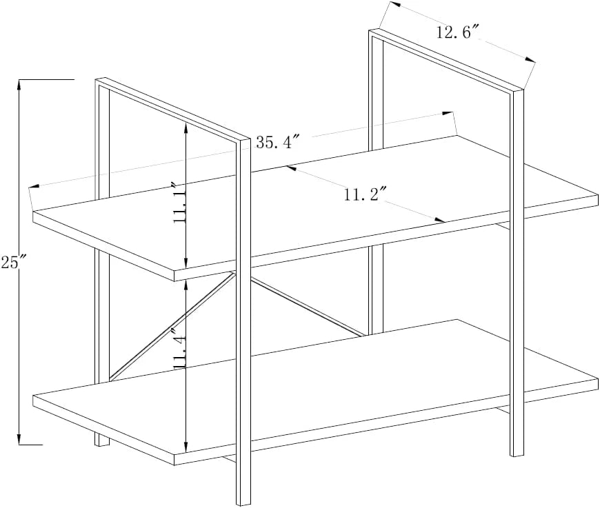 2 Tier Grey Wood and Metal Bookshelf G2581