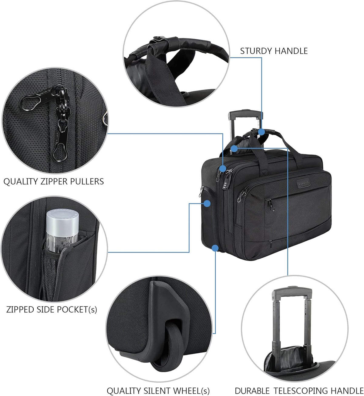 Rolling Laptop Bag Wheeled Briefcase for 17.3 Inch Laptop T6772