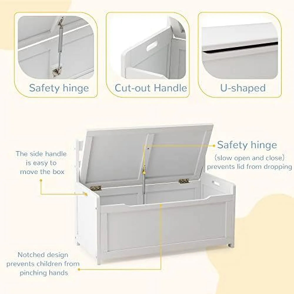 White Rubber Wood Toy Box H65987