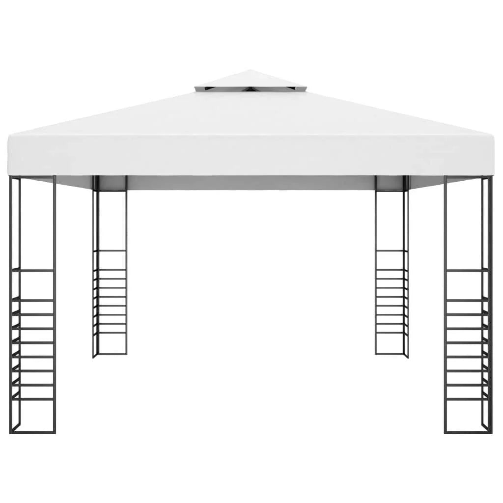 White Powder-Coated Steel Garden Gazebo B335