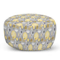 Pale Yellow/Pale Gray Round Pouf Ottoman L21838