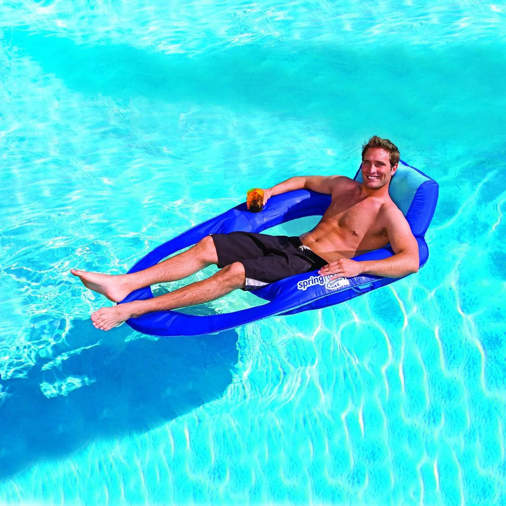 Dark & Light Blue Inflatable Floating Chair with Cup Holder (2 Pack) T381