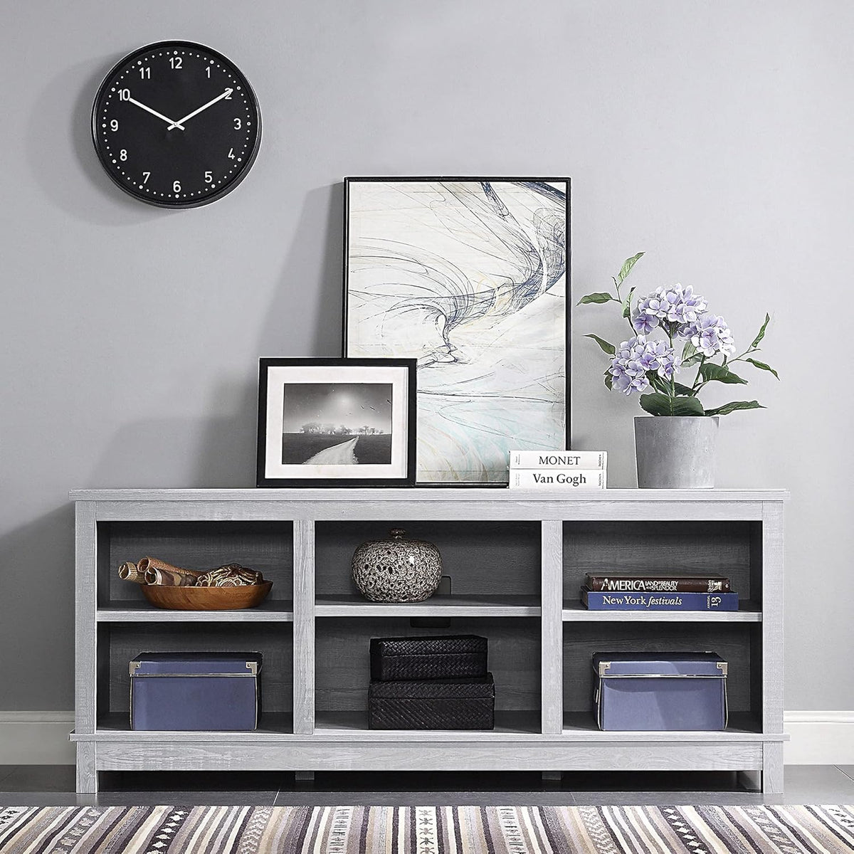 Espresso TV Stand with Wood Glass Storage Cabinets F43284