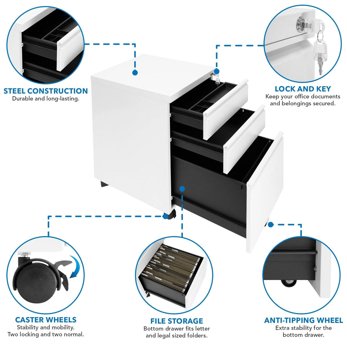 Rolling Three Drawer Cabinet P3588