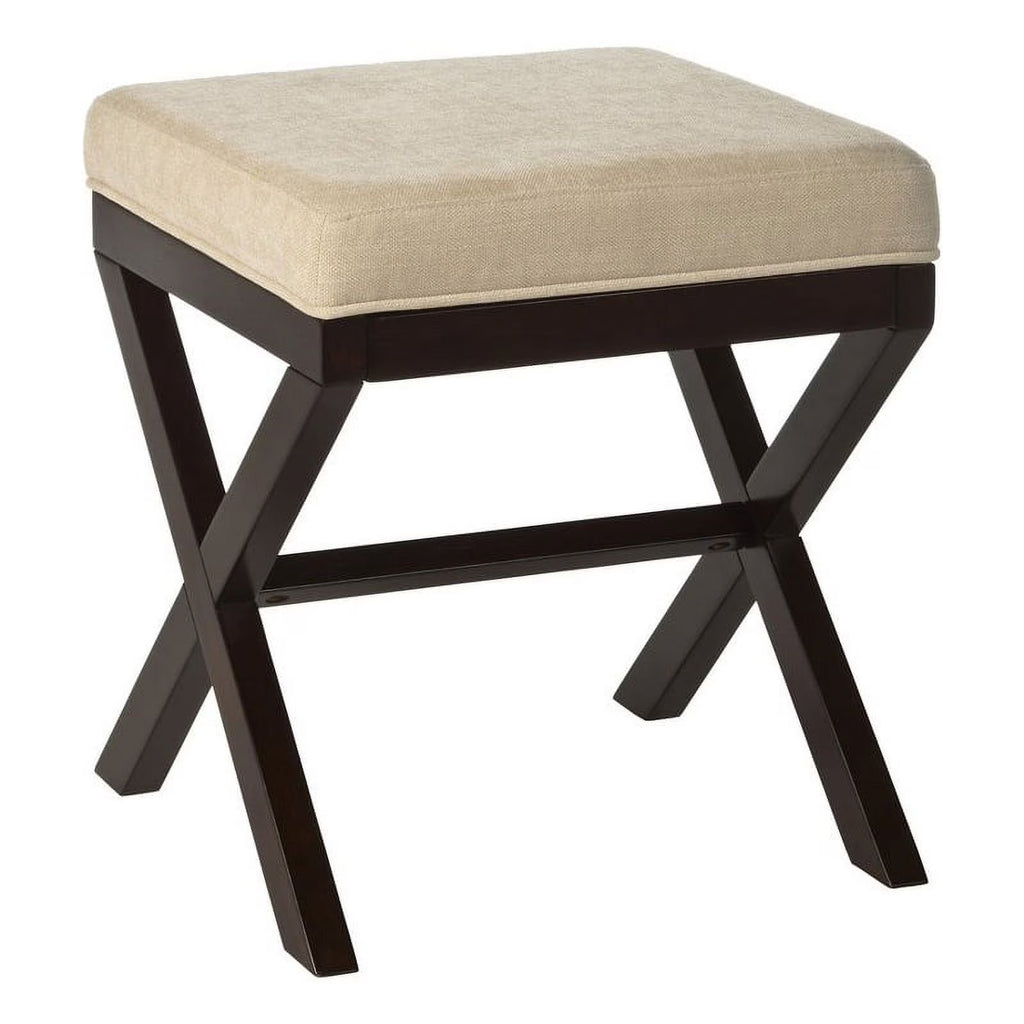 Espresso/Beige Polyester Fabric Vanity Stool R3798