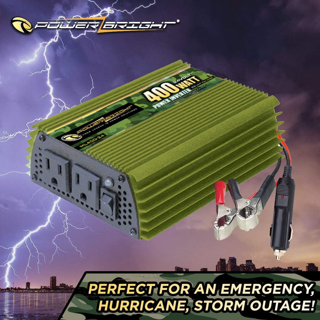 400 Watt 24V Power Inverter, Dual 110V AC Outlets, Modified Sine Wave, Pack of 2 X364