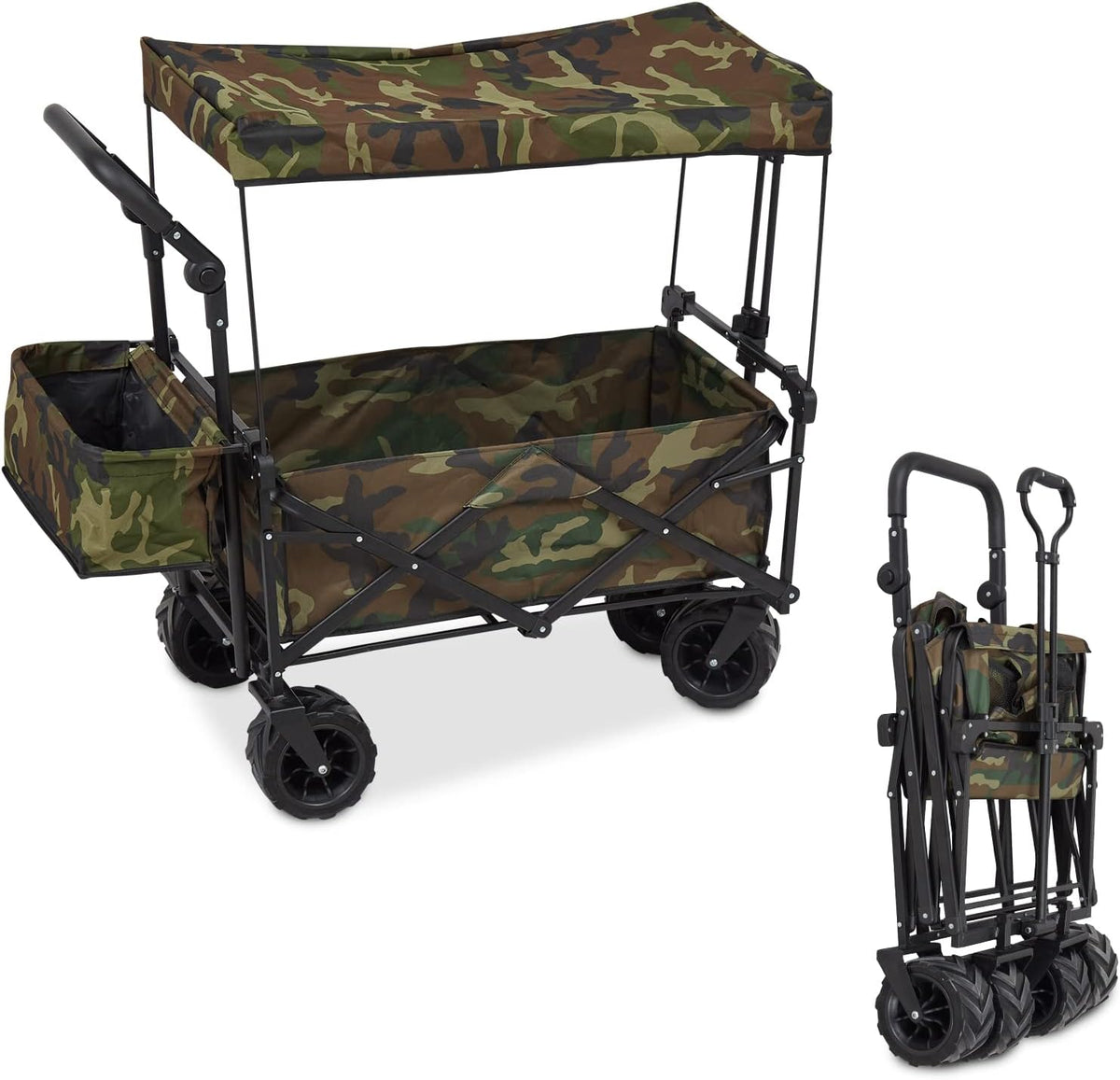 Camouflage Folding Utility Wagon Cart with Removable Canopy U3239