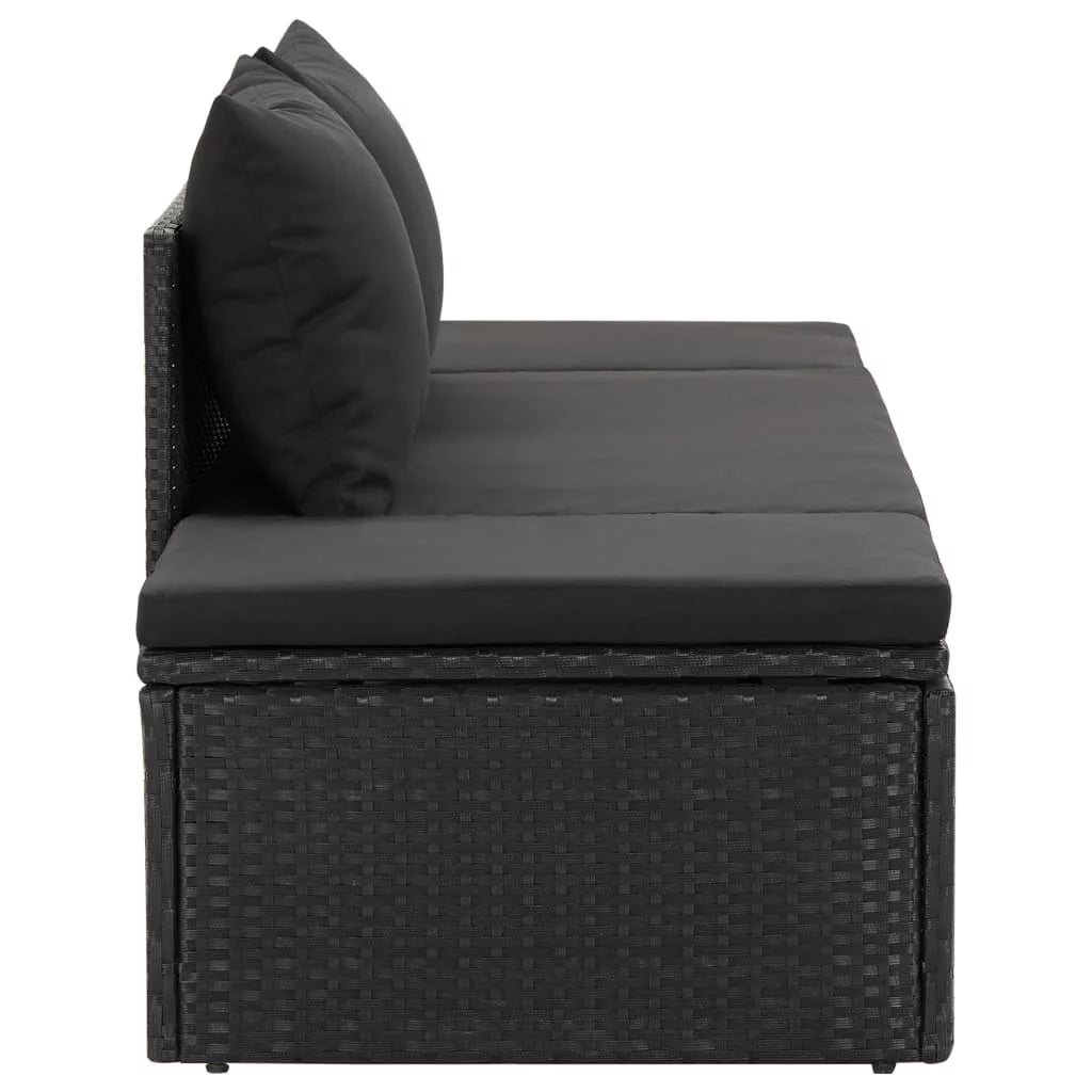 Black Poly Rattan Outdoor Sun Lounger with Cushion Z6768