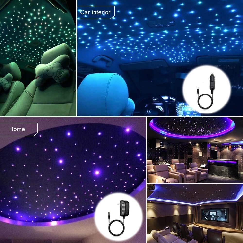 Bluetooth Fiber Optic Ceiling Lighting Kits 1100pcs 13.1ft Dual Port RGBW Sound Remote Control U456547