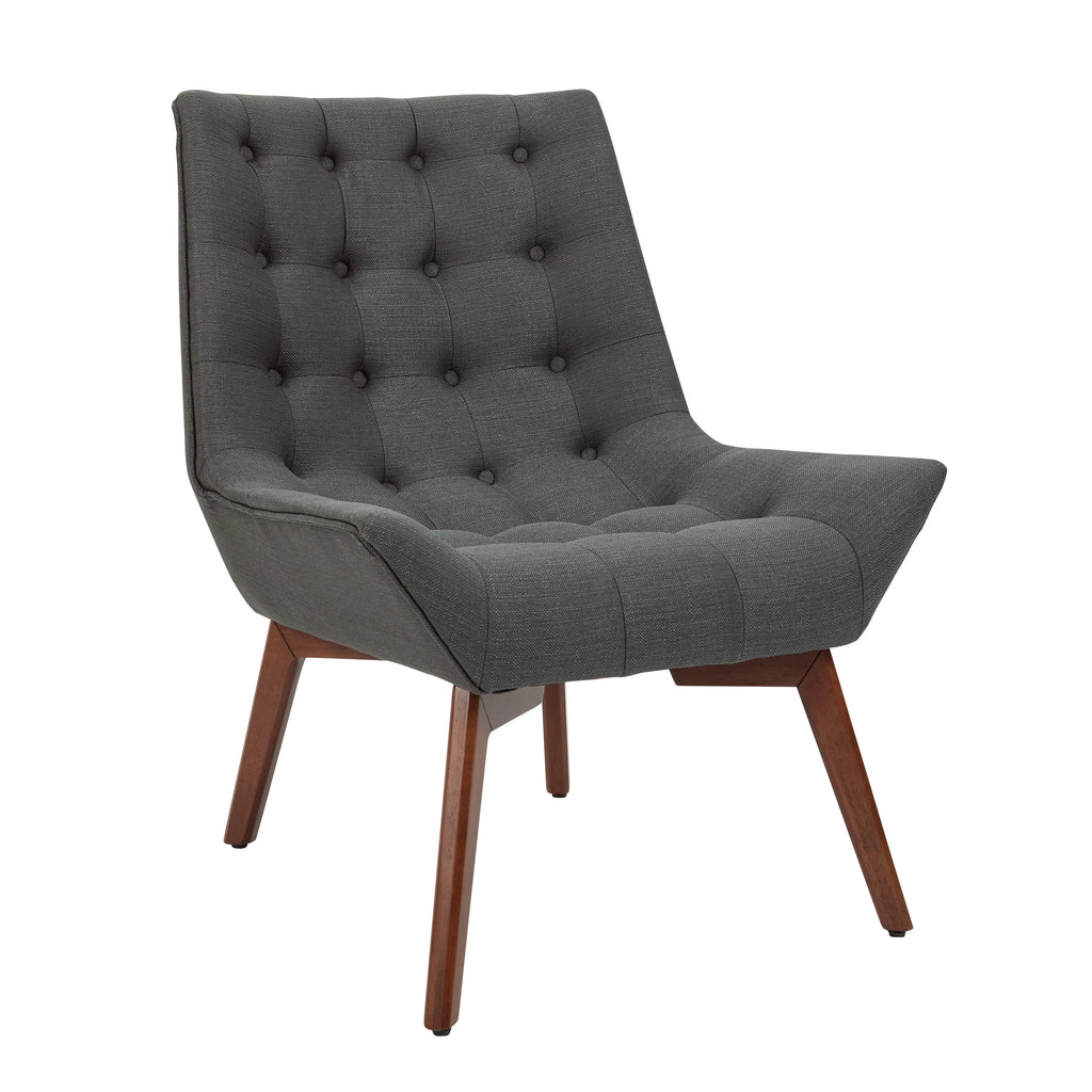 Charcoal Fabric Tufted Chair with Coffee Legs J89076