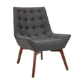 Charcoal Fabric Tufted Chair with Coffee Legs J89076