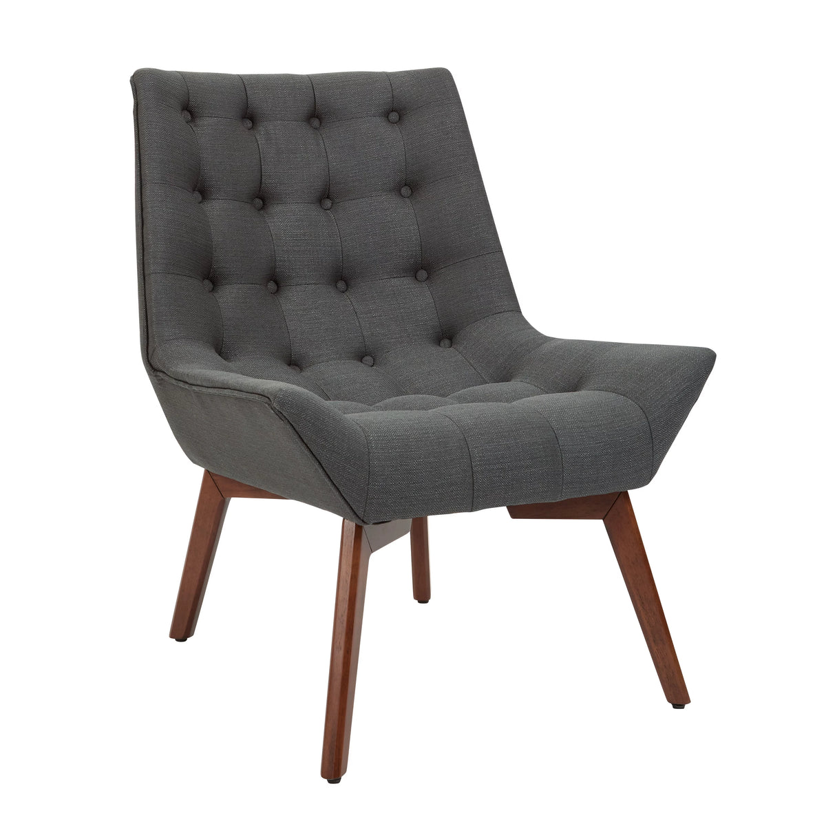Charcoal Fabric Tufted Chair with Coffee Legs J89076