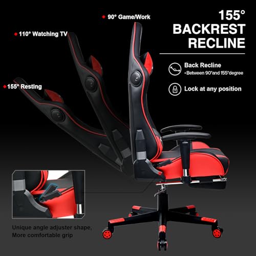 Gaming Chair with Footrest Speakers Bluetooth Ergonomic X57856