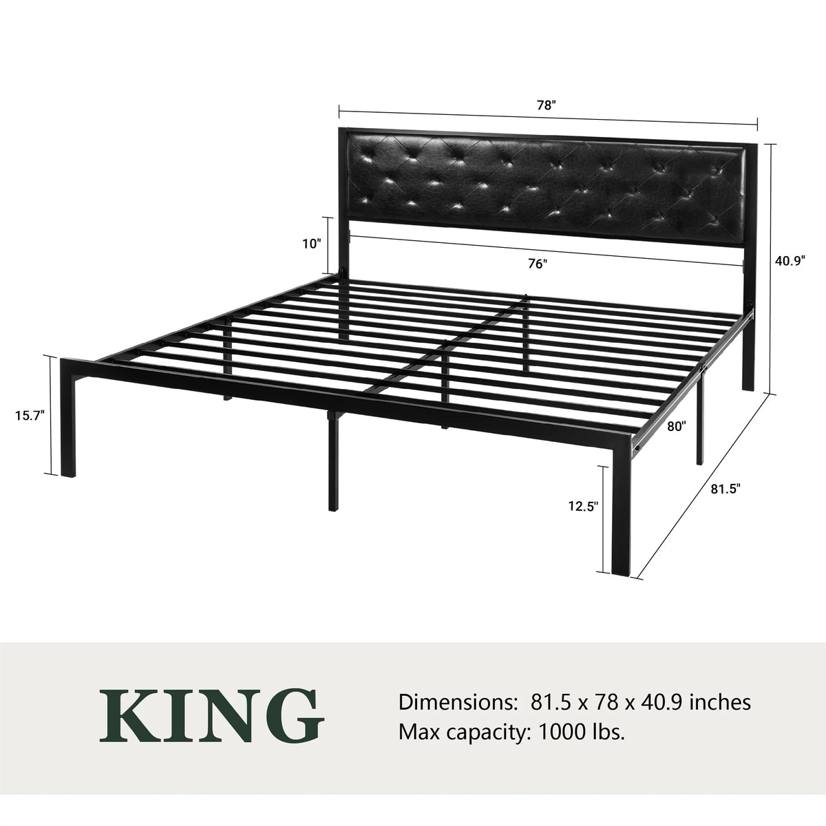 Twin Size Metal Bed Frame with Upholstered Headboard E33220