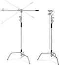 100% Stainless Steel Heavy Duty C Stand with Boom Arm, 2 Grip Head S7697