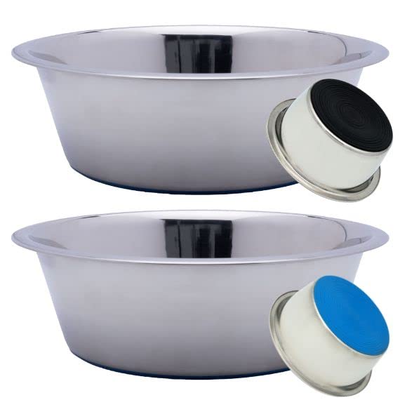 Stainless Steel Dog Bowl Set of 2 with Silicone Non-Skid Base Q58927