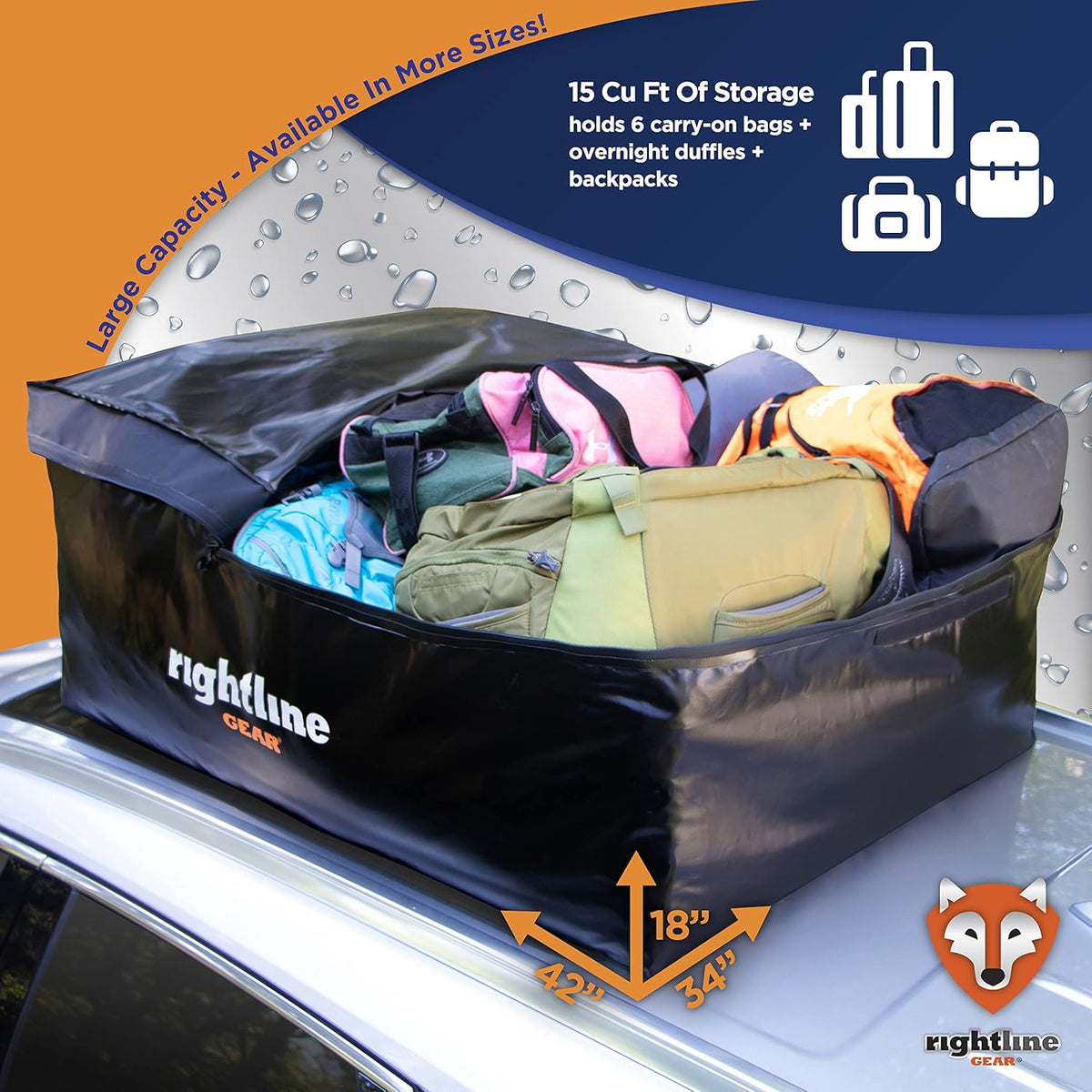 18 cu ft Waterproof Car Top Carrier V9017