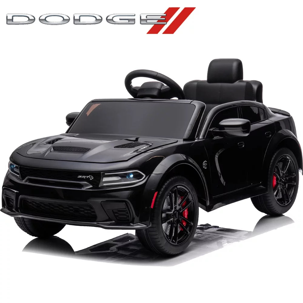12V Black Dodge Charger Ride On Car with Remote Control L953