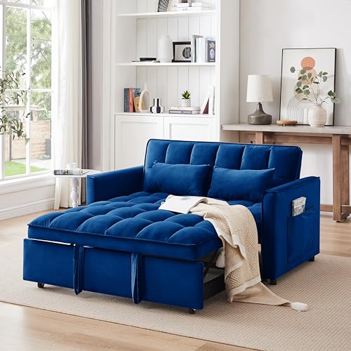 Velvet Convertible Sofa Bed with Adjustable Back L397