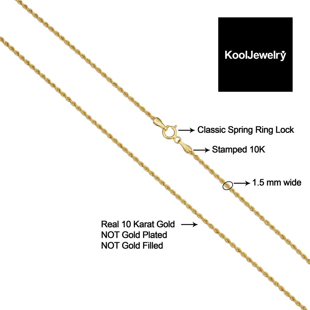 10k Yellow Gold Rope Chain Necklace H16098
