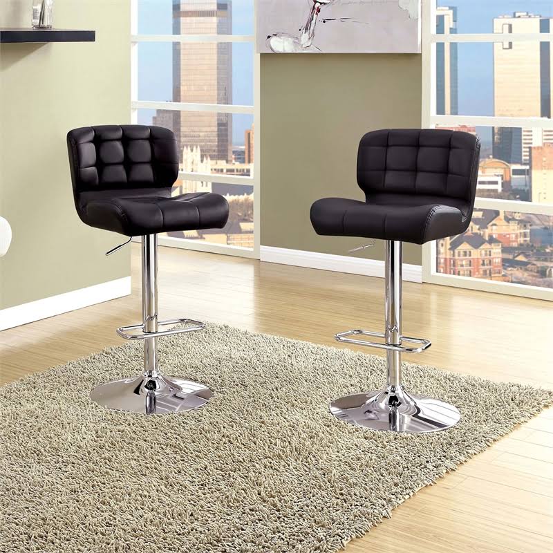 Black Faux Leather Adjustable Bar Stool B4591