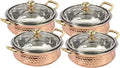 Set of 4 Hammered Copper Stainless Steel Serving Bowl with Glass Lid H34187