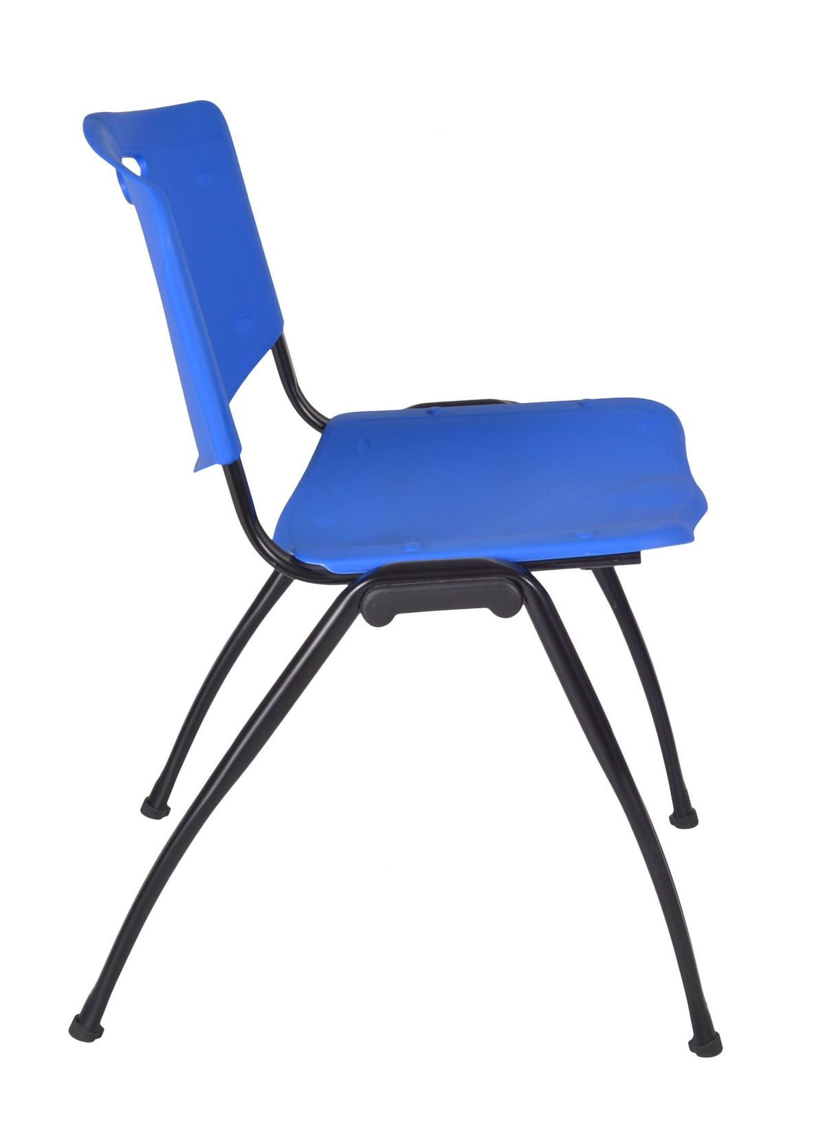 Beige Square Breakroom Table with 4 Blue Stack Chairs Q45059