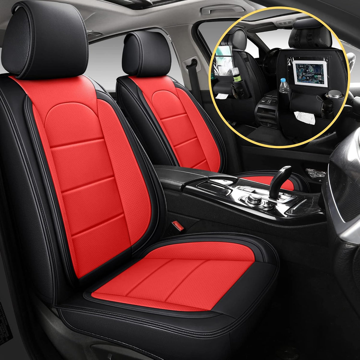 Grey Leather Full Set Car Seat Covers J862559