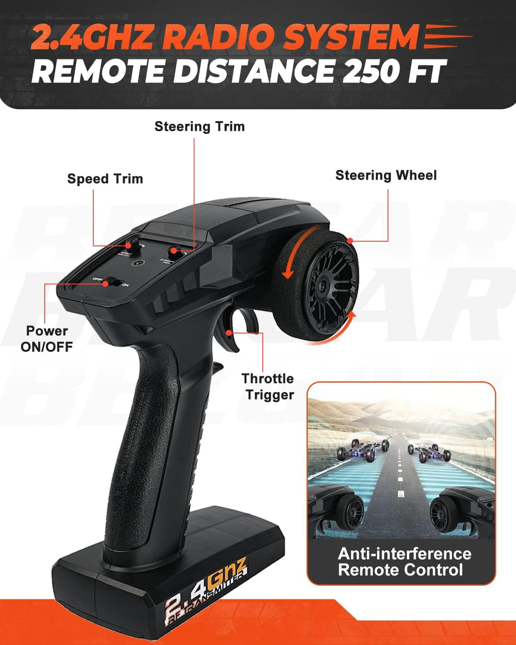 Remote Control Truck 4WD Electric Toy Off Road RC Monster Vehicle Car Crawler with 2 Rechargeable Batteries M89468