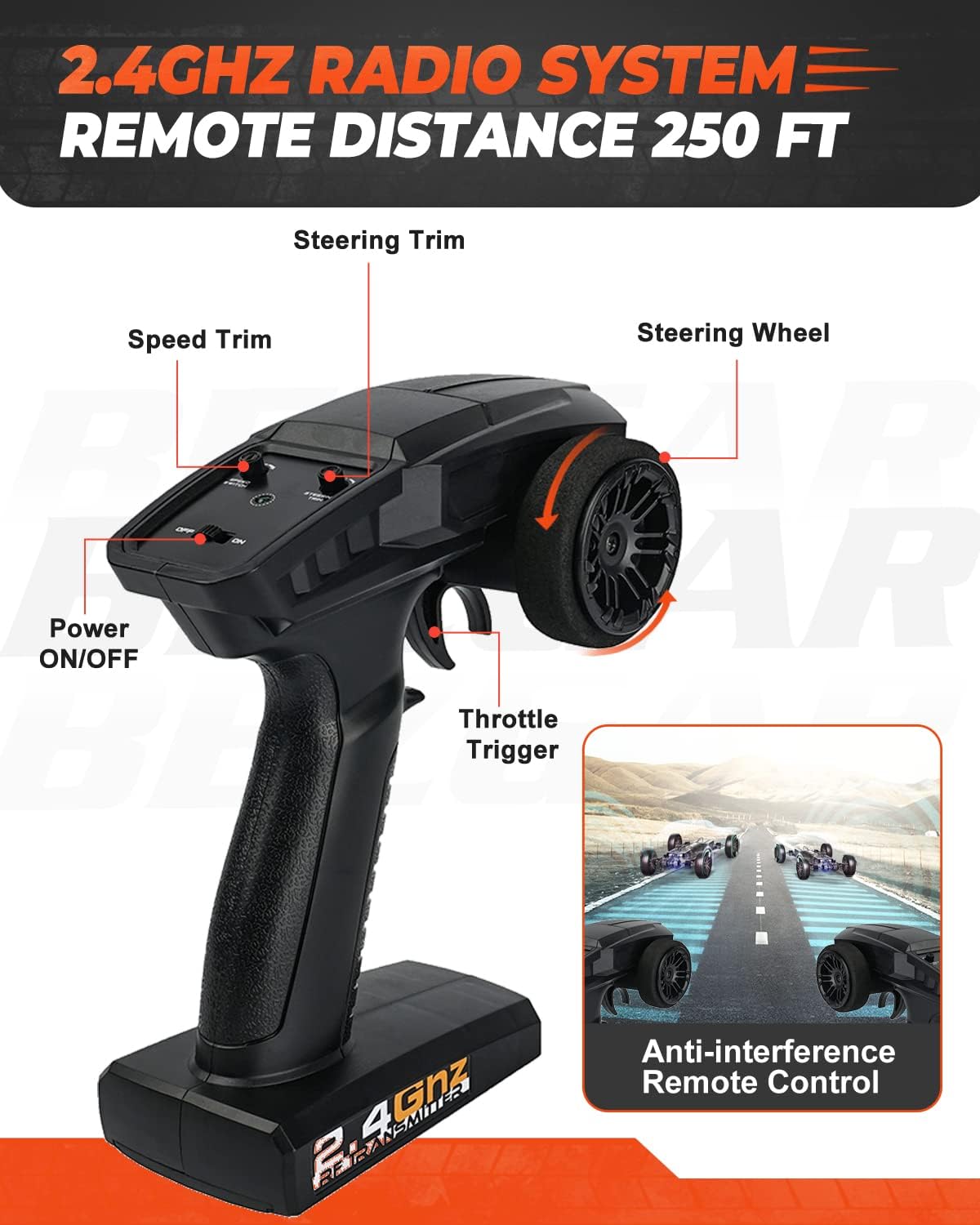 Remote Control Truck 4WD Electric Toy Off Road RC Monster Vehicle Car Crawler with 2 Rechargeable Batteries M89468