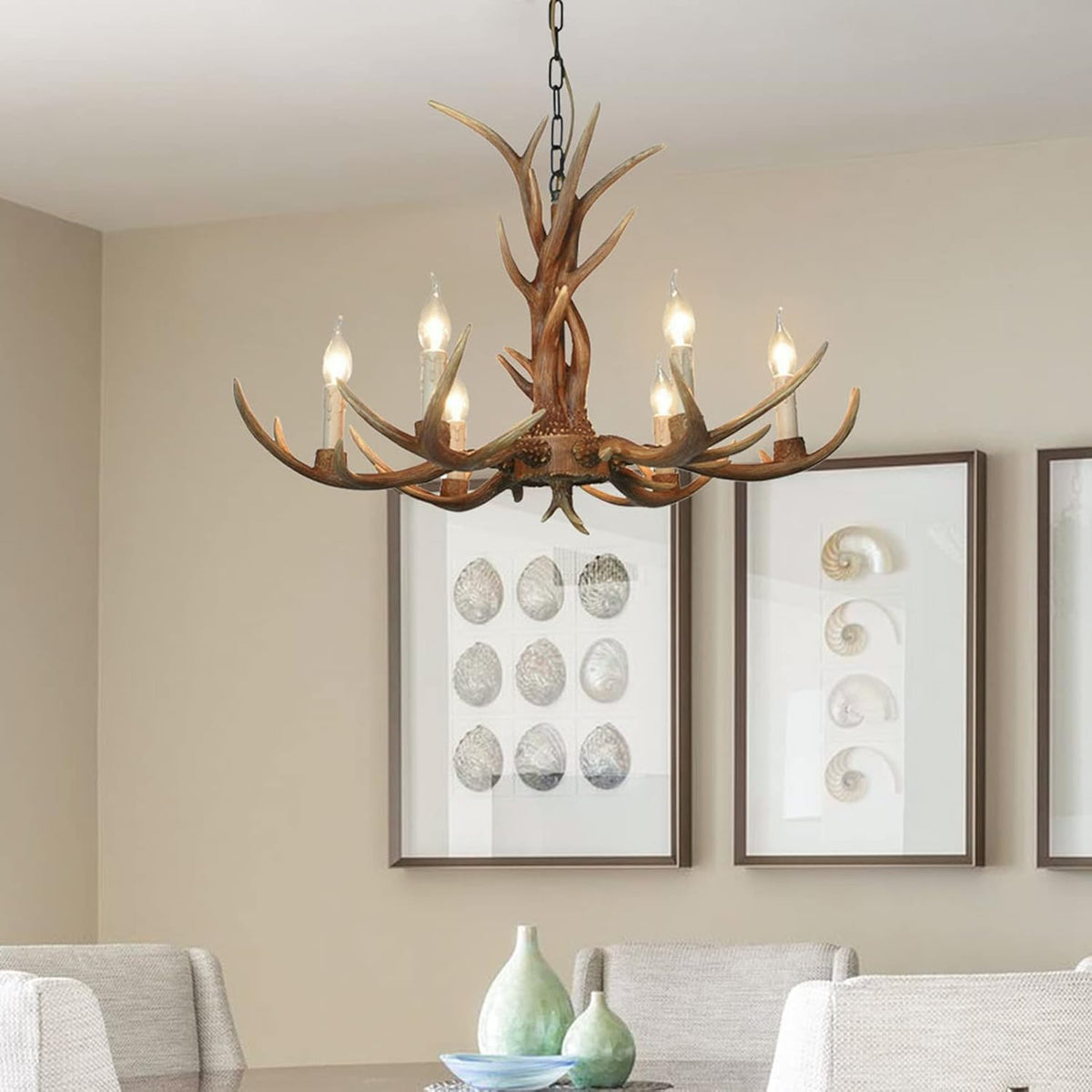 Brown Antler Ceiling Chandelier D566