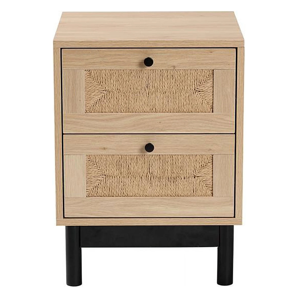 Light Brown Black Wood 2-Drawer Square End Table A464621