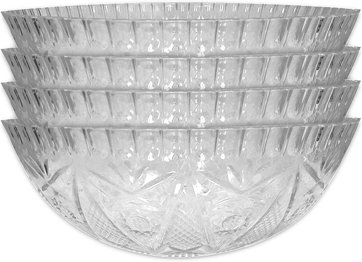 4 Crystal Cut Clear Plastic Bowls L22341