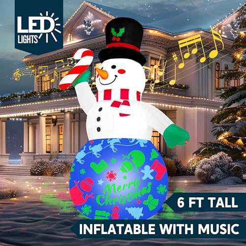 6 FT Tall Christmas Inflatables Snowman with Built-in LEDs E7313