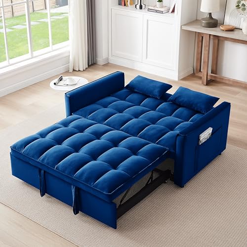 Velvet Convertible Sofa Bed with Adjustable Back L397
