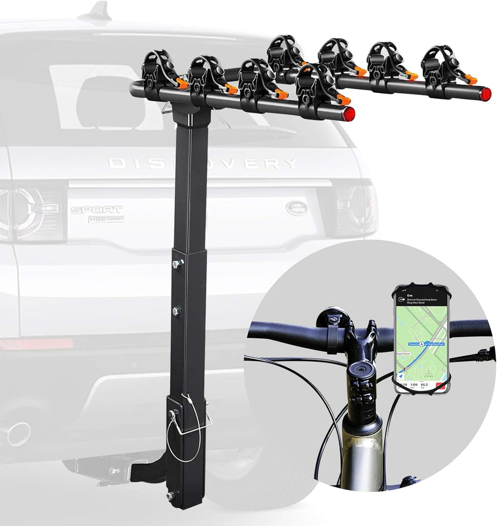Bicycle Car Rack Bike Hitch Rack Double Foldable Bike Carrier Rack with 2'' Hitch Receiver, 4-Bike, Pack of 2 T447