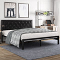 Twin Size Metal Bed Frame with Upholstered Headboard E33220