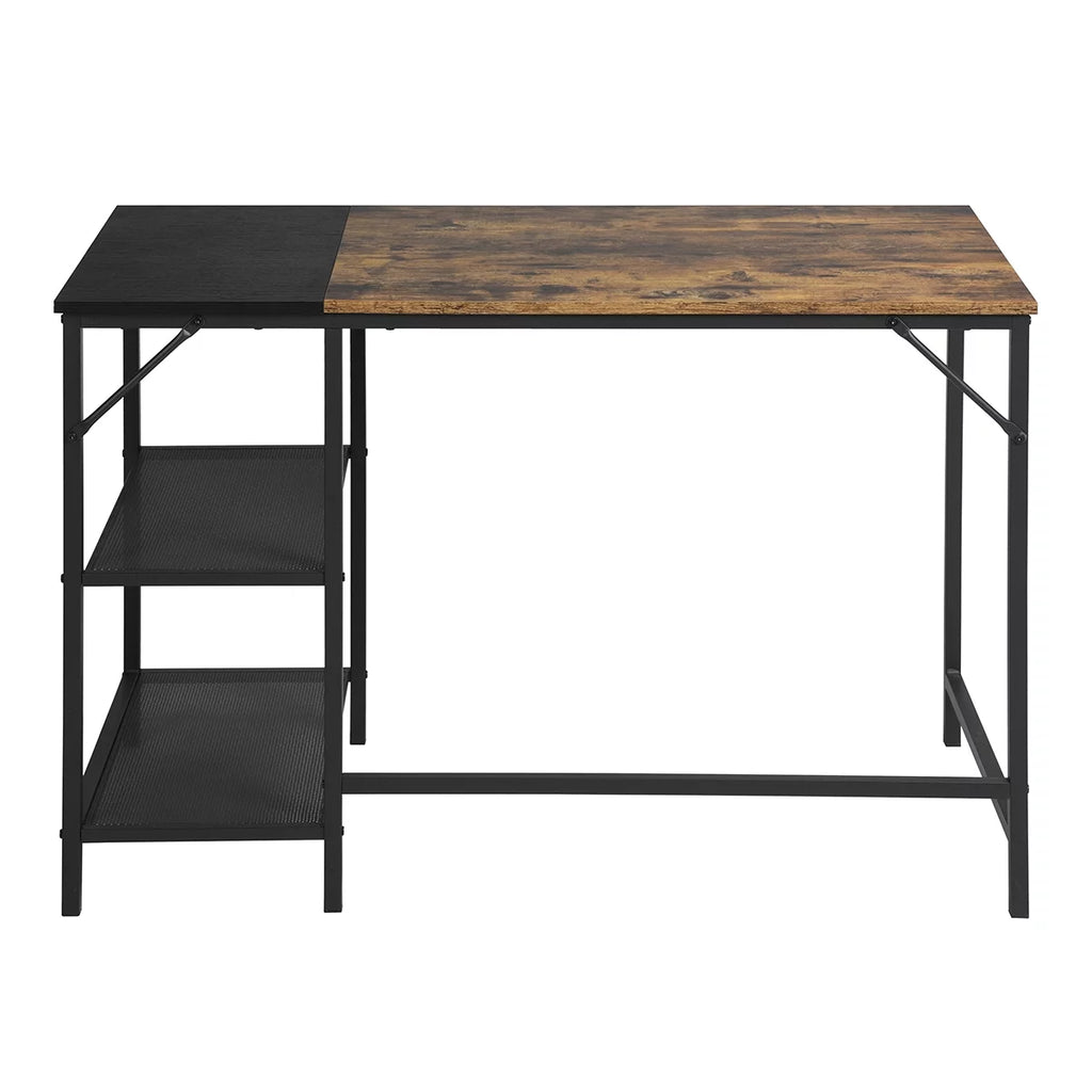 Black Study Desk with 2 Storage Shelves Metal Frame W86643