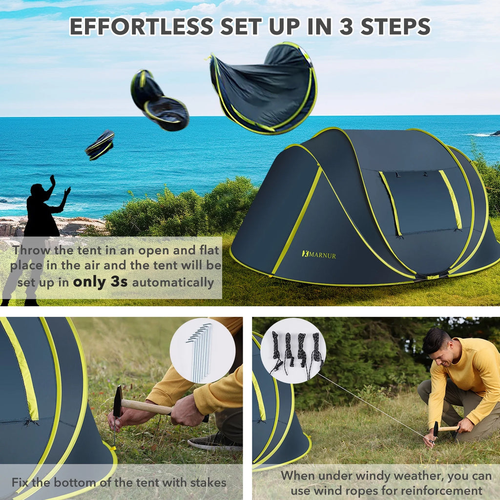 4-Person Waterproof Pop Up Camp Tent O7553