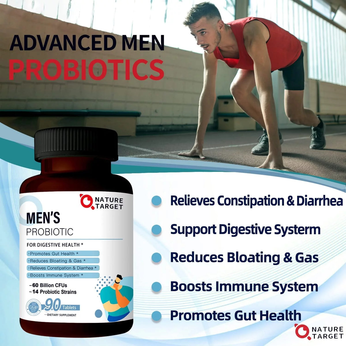 Probiotics for Men 60 Billion CFUs 14 Strains 90 Tablets N2998